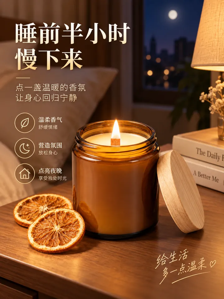 大豆蜡香薰蜡烛场景图
